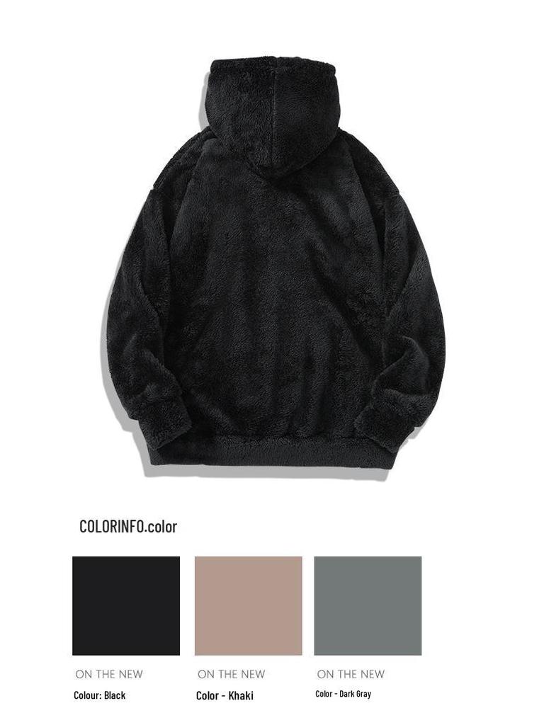 Arctic Velvet Men's Winter Hooded Cardigan - Loose Fit, Warm & Fluffy Style