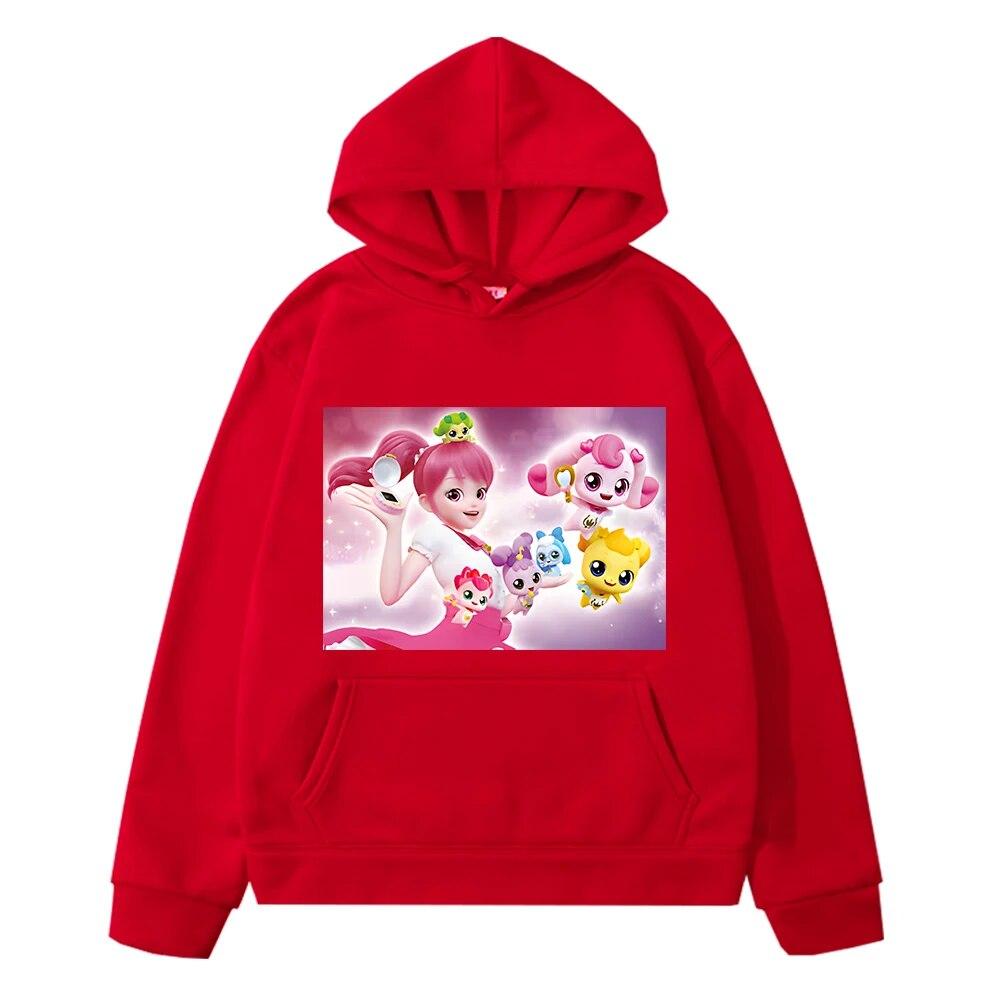 

Толстовка с капюшоном в стиле аниме Tini Ping, осенняя толстовка, одежда для мальчиков y2k sudadera, повседневная куртка, флисовый пуловер, толстовки с капюшоном Tini Ping, детская одежда для девочек 130 красный