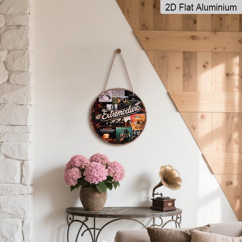 2D Flat 1pc Aluminum Decorative Piece Retro-Style Band Wall Hanging 7.87 inches × 7.87 inches Ideal for street displays, shops, bars, cafes, family