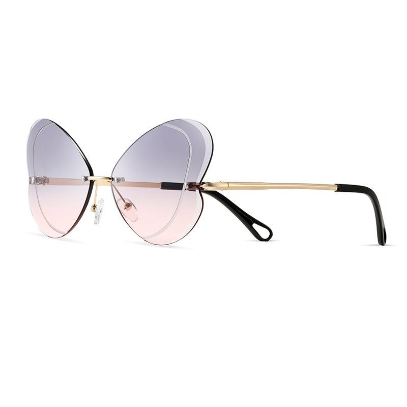 Butterfly Frameless Gradual Change Sunglasses Women Travel Street Shot Fresh And Sweet Decorative Sunglasses
