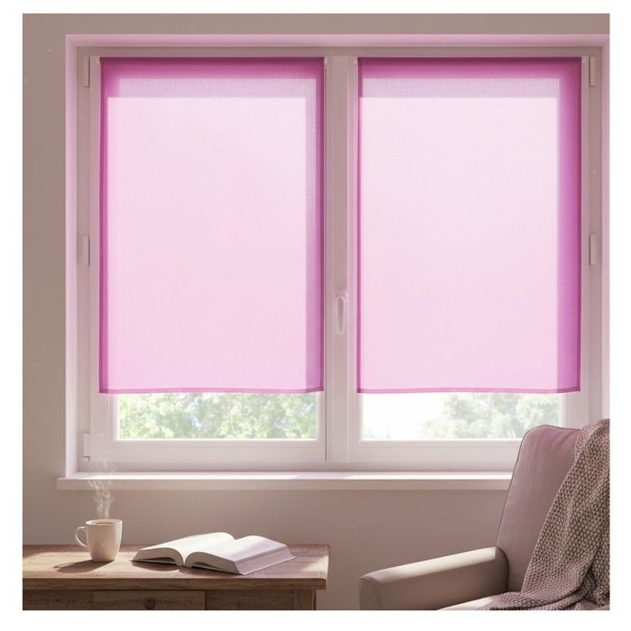Paire de Rideaux Voile 60 x 160 cm Brise bise fuchsia