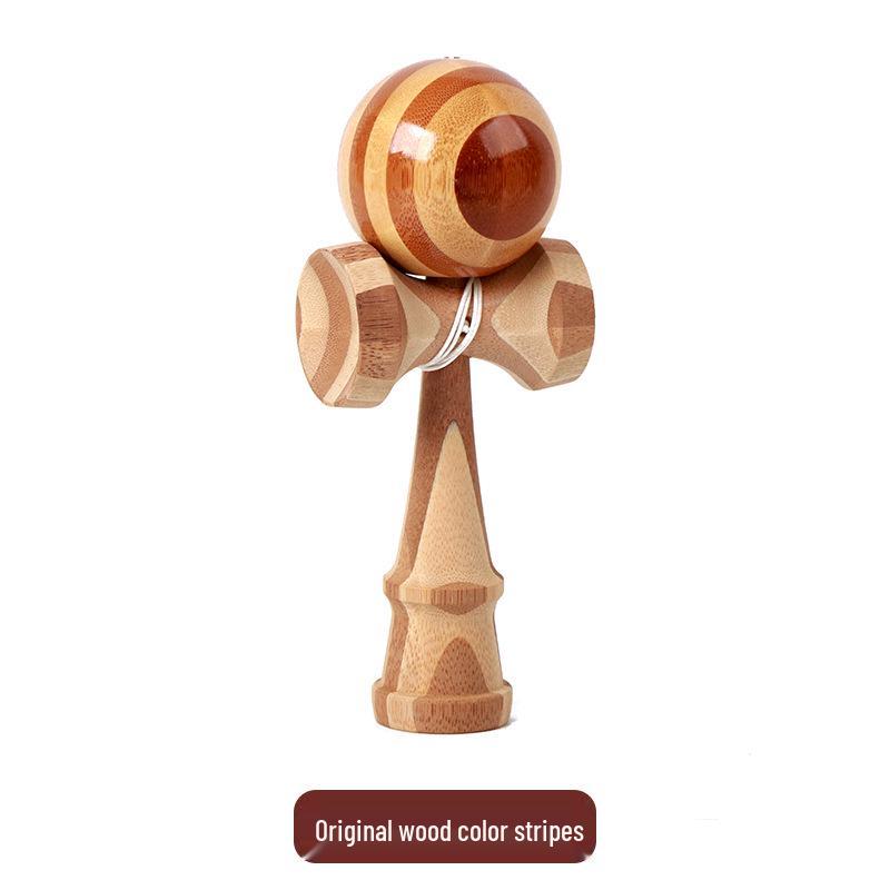 Traditional Bamboo Wood Kendama Skill Toy - Puzzle Ball and Sword Gift