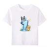 Camiseta Blanca de Manga Corta para Niños Bluey 100% Algodón Serie de Números Camiseta de Dibujos Animados Suave Cómoda Camisa para Niños Regalo de Cumpleaños