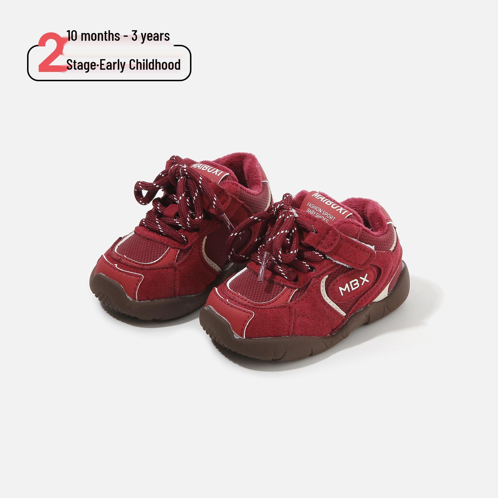 

2025 Winter Soft-Soled Walker Shoes for Boys & Girls: Fleece-Lined, Non-Slip, Korean Style Casual Sports Shoes Factory Order Price Sizes 16-20 (120 pairs) червоний