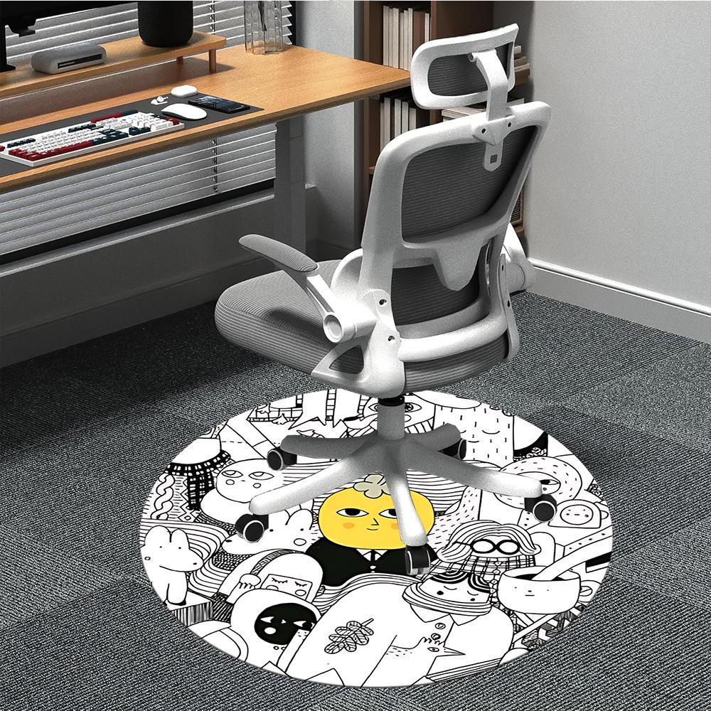 

1pc Doodle Characters Office Round Area Rug, Indoor Mat Suitable ForOffice, Under Office Chairs Bedroom Living Room Home Decor, Room Decot037 80cm by 80cm