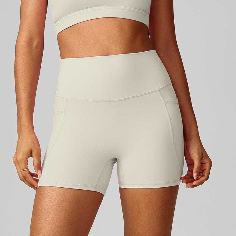 

Women s High-Waist Quick-Dry Yoga Shorts with Pockets, Summer Bare Feel Tight Fit 6425 Medium