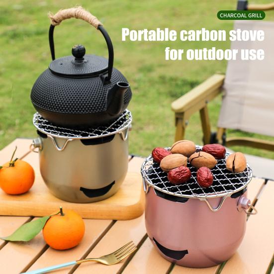 Mini Charcoal Stove Stainless Steel Portable Oven for Tea Making Efficient Heating Lightweight BBQ Stove for Indoor Outdoor Use