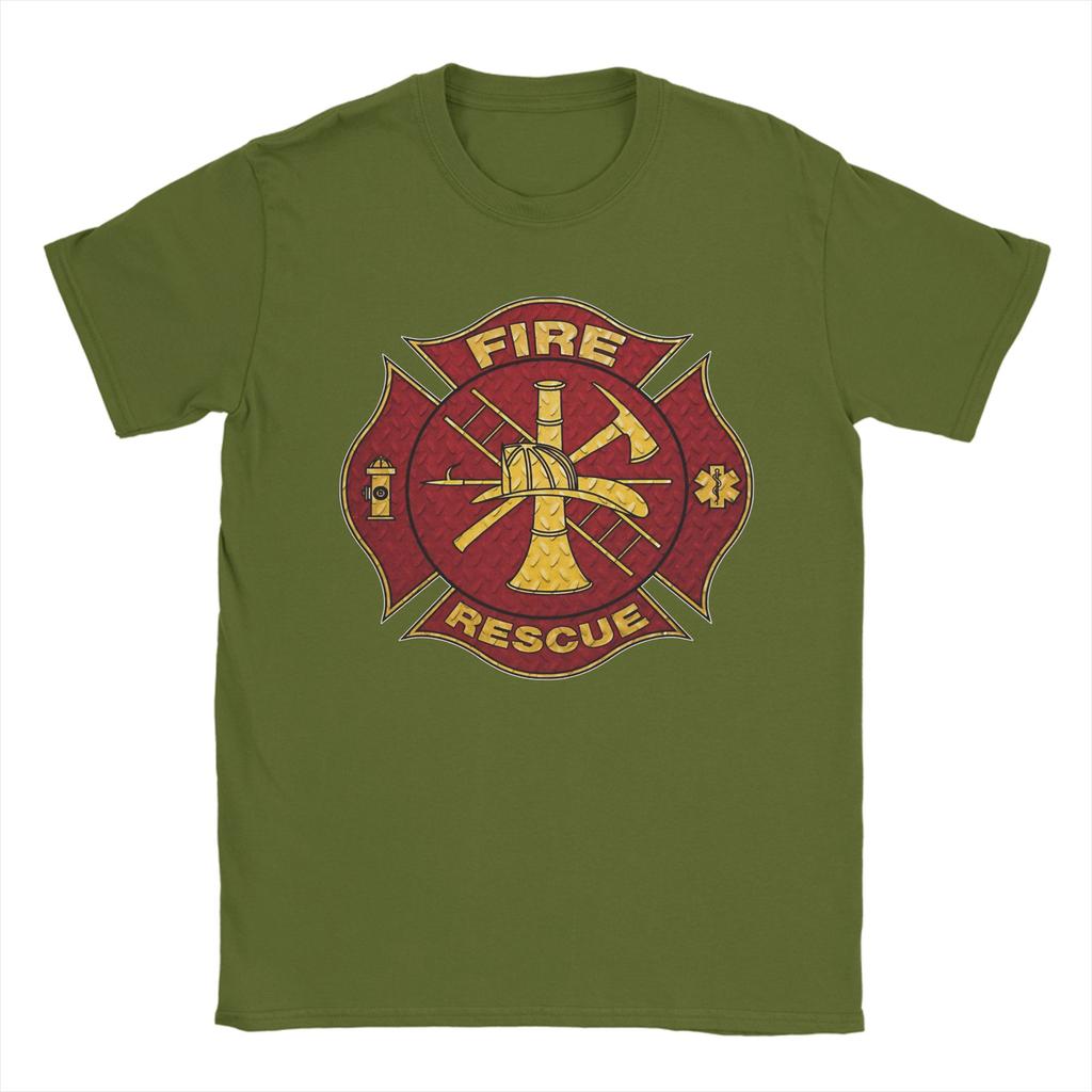 Harajuku T Shirt Fire Fighter Rescue Firefighter Cotton TShirts Tshirt for Unisex Beach Aesthetic Print Short Sleeve Top Tees