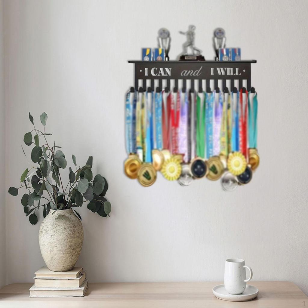 Achievements Medal Holder Metal Awards Rack Sturdy Wall Mounted Organizer Trophy Shelf for Race
