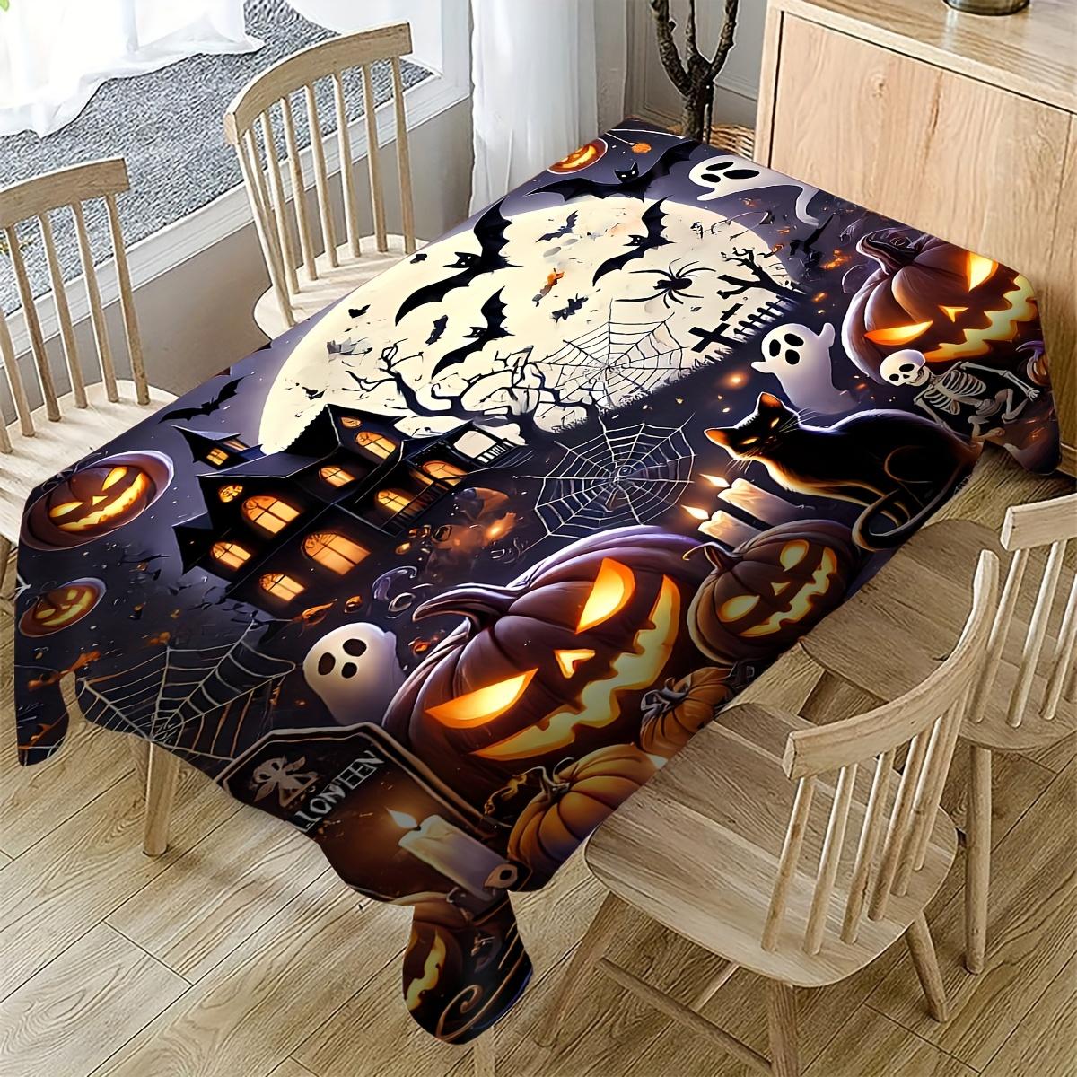 Halloween Spookjes Rechthoekige Tafelkleed voor Tafels Decoratie Feestelijke Party Herbruikbaar Party Picknick Tafelkleed Halloween Decoraties 90x140cm