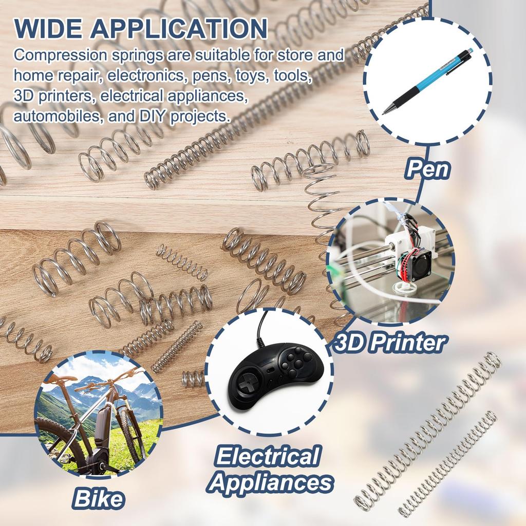 uxcell Compression Springs, 0.02 x 0.4 x 2.0 inches (0.5 x 10 x 50