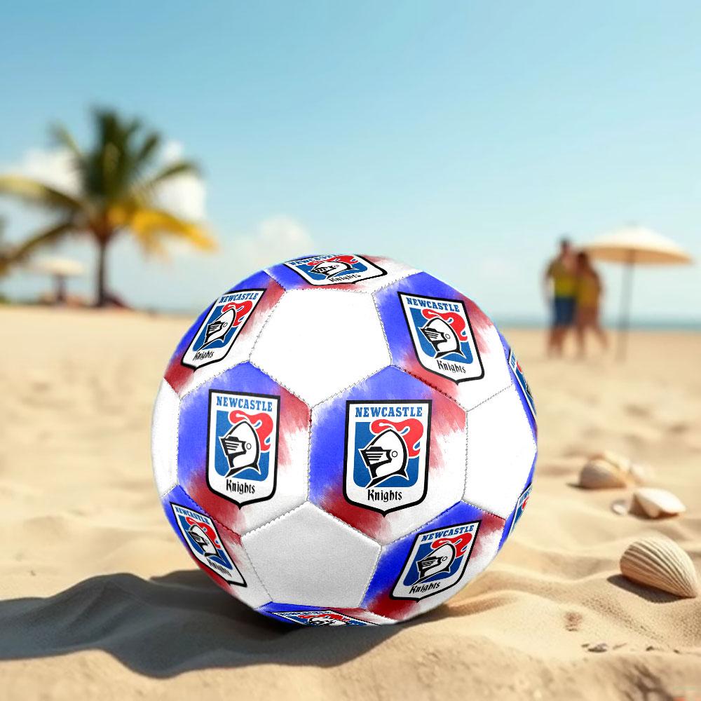 Newcastle Knights Size 5 Soccer Ball, Machine-Stitched PVC, Durable & High Bounce, All Ages Fit, Fan Merchandise, Matches & Outdoor Use.