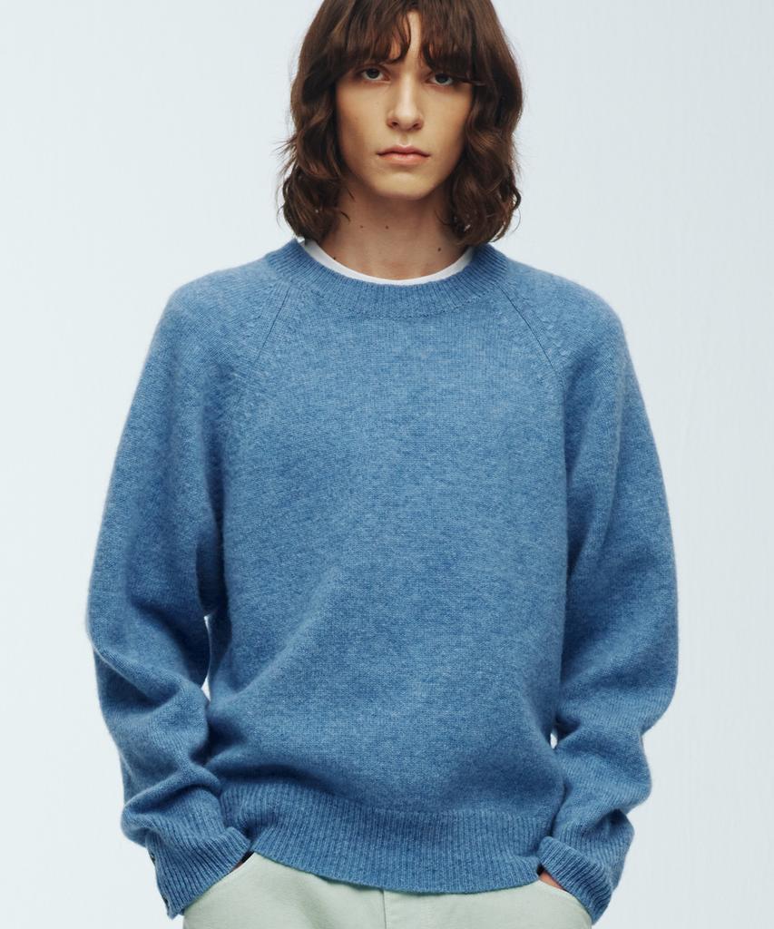 KNITTED Shaggy Dog 100% Wool Round Knit Blue