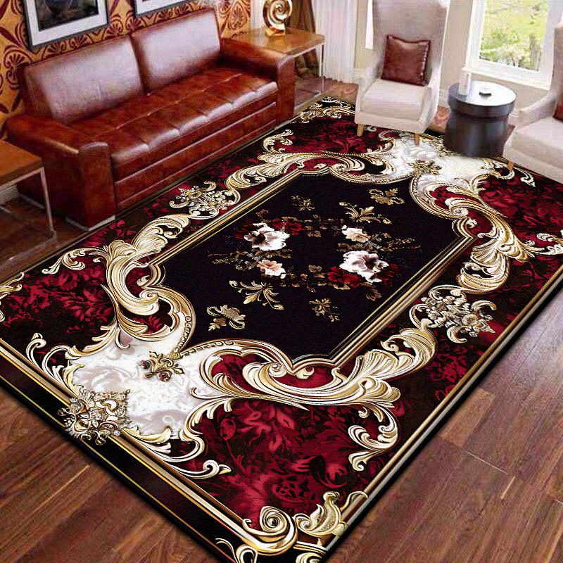 Červené Retro Velké Plošné Koberce Obývací Pokoj Evropská Dekorace Domova Koberec do Prostoru pod Pohovku Nádherný Ložnicový Protiskluzová Podložka na Podlahu Pratelný