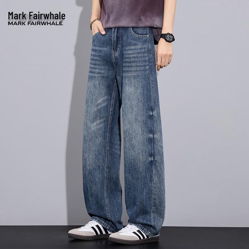MARK FAIRWHALE Men's Summer Loose Fit Straight Leg Jeans