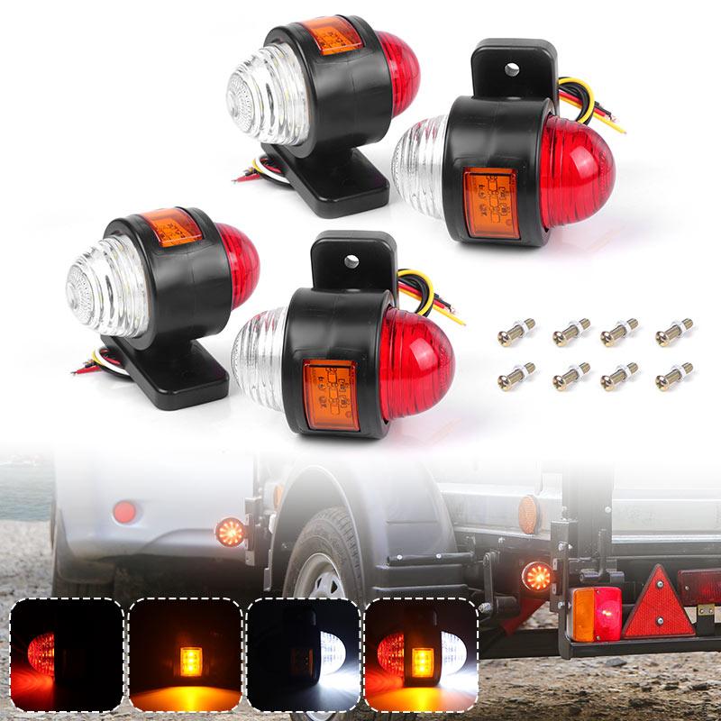 2/4pcs Truck Dual Face LED Side Marker Light 12-24V 3-sides Indicator Stop Parking Warning Lamp For Scania Trailer Lorry Van Bus