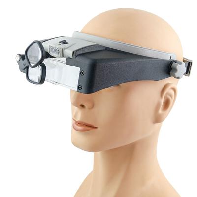 Lente d'ingrandimento a LED con fascia per la testa a mani libere, con 2 lenti d'ingrandimento professionali per gioielli a LED