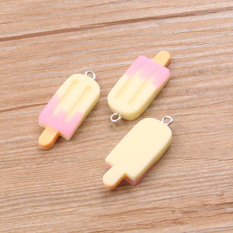 10PCS 12X32MM Mix Gradient Color Small Ice Cream Charms Resin Simulated Food Pendant For Making Jewelry DIY Earings Decoration