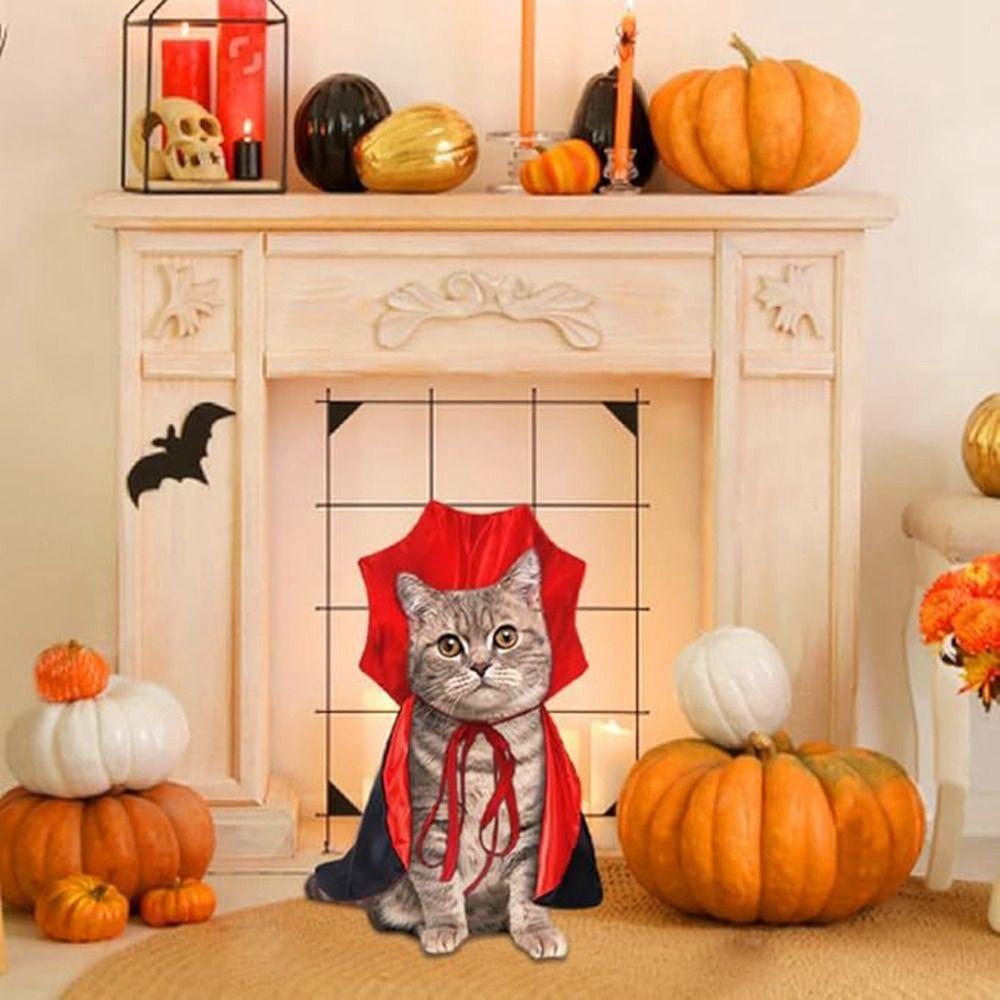Adjustable Halloween Pet Cape Stand-Collar Dogs Wizard Outfit Cool Cat Cloak  Party