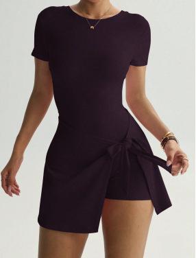 Yoga One-Piece Short Skirt Tight Back Fake Two-Piece Outdoor Fitness Anti-Light Sports Tennis Skirt Women