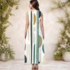 Women Plus Size Round Neck Sleeveless Geometric Printed A Line Long Dress With Side Pockets