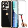 Coque de téléphone - Xiaomi - Redmi Note 13 4G - Antichoc - Silicone Noir - Motif Cœur Plaqué Or