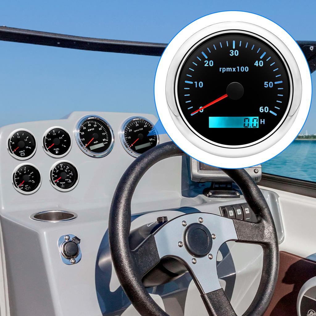 12V/24V 85MM Tachometer-lehre 3000 4000 6000 7000 8000 RPM Tach Stunde Meter LCD Display Für motorrad Hub Motor Auto Boot