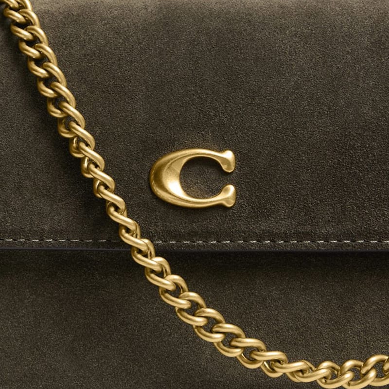COACH Cow Leather Shoulder Bag Medium Women's Olive Green CCD07-B4OL