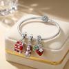 925  Silver Box of Strawberries Charms Pendant with Cubic Zirconia,Fit DIY Bracelet Necklace Gift for Her,Colgante Plata