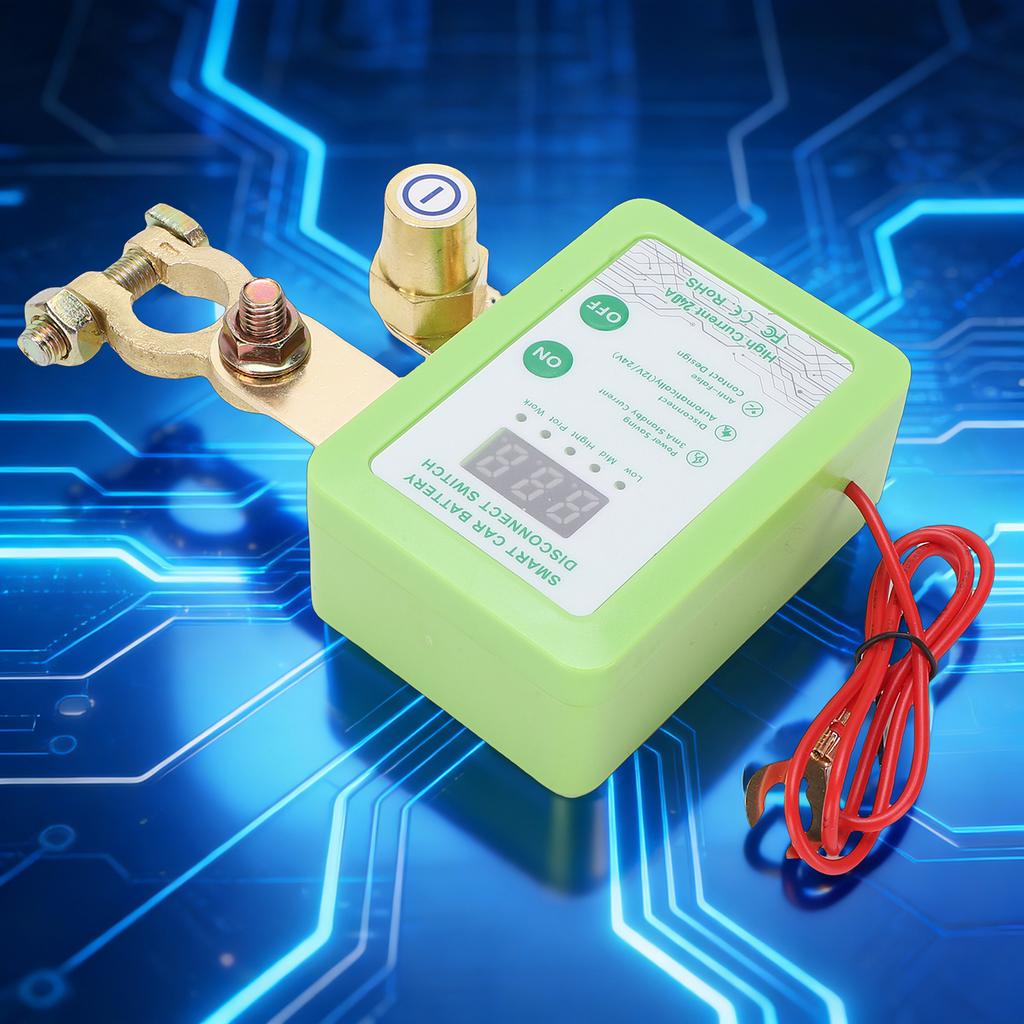 Intelligent Battery Disconnect Switch, 12V 24V Digital Display Manual Remote Battery Isolator for Cars, SUVs, MPVs, EVs