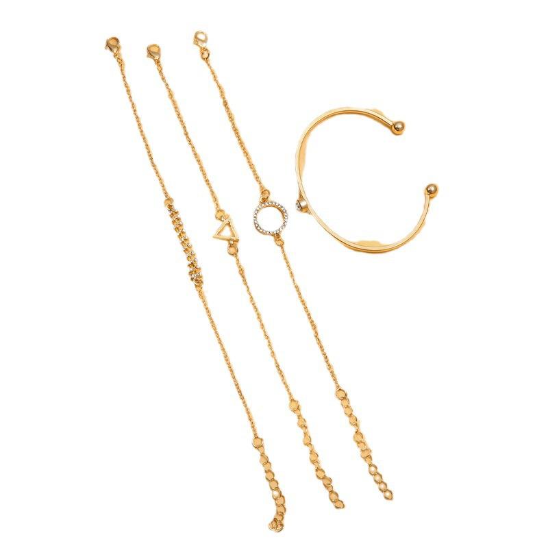 European-American Heart Knot & Butterfly Snake Bracelet Set - Geometric Hand Jewelry Accessories