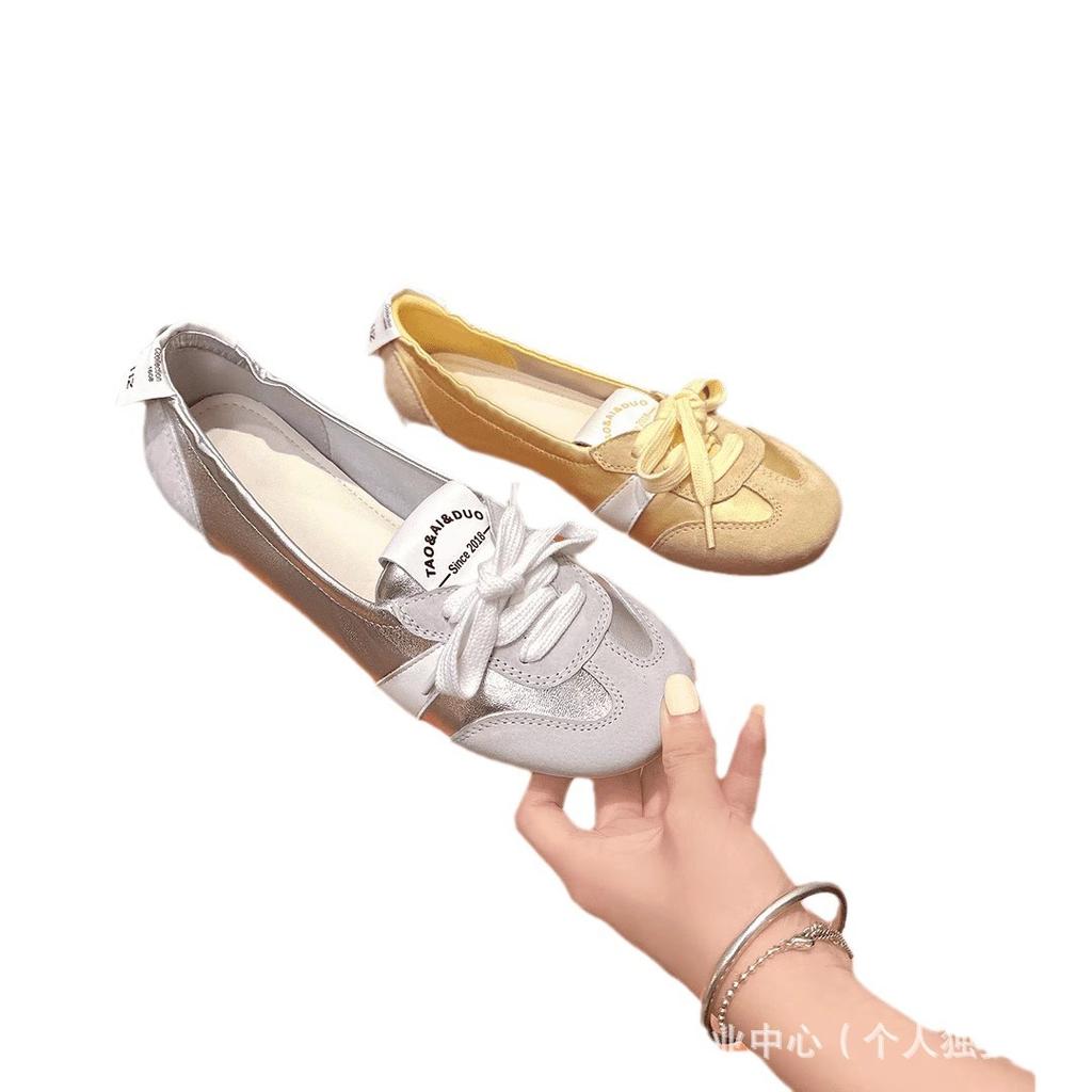 New autumn new shallow mouth flat bottom ballet style simple and versatile lace-up Mary Jane Dexun single shoes