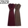 Za Autumn New Arrivals Women's Clothing Zr European and American Style Fashion Slim Long Dress with Ruched Details 1165461
