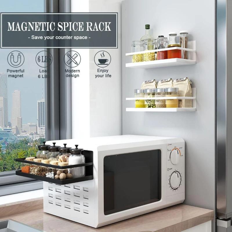 Magnetischer Kühlschrank-Aufbewahrungsständer Abnehmbarer Eisen-Organizer für Gewürze, Gewürze, Küchenspeisekammer Platzsparer