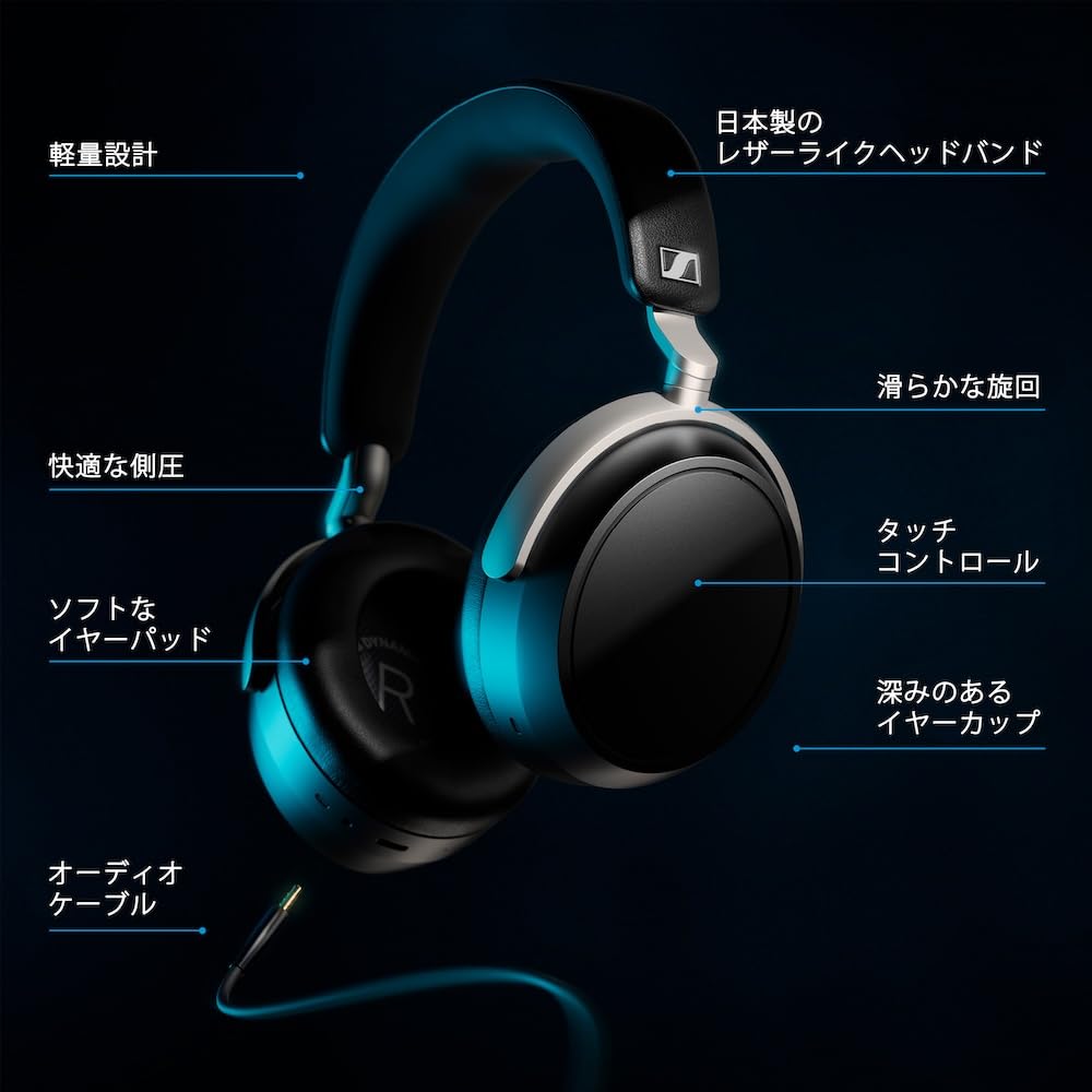 Sennheiser HDB 630 Wireless Bluetooth Headphones with Noise 60 Hours of and BTD 700 Bluetooth Audio Support High-Performance Drivers, Cancellation,