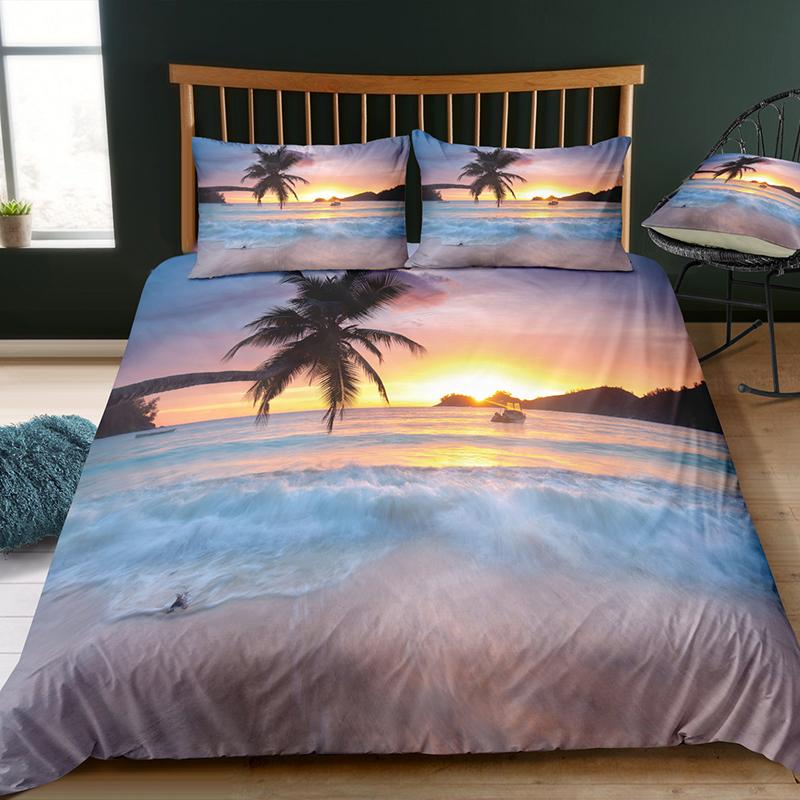 Beach Duvet Cover Twin Full Queen King Size,Ocean Theme Bedding Set for Kids Girls Boys Room Dorm,Coastal Beach Comforter Cover
