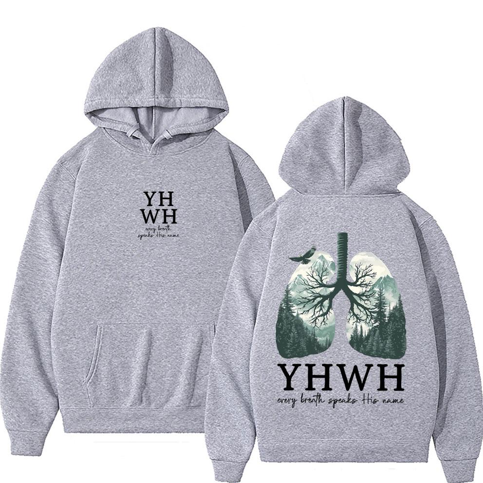 YHWH Lungs Christian Hoodie Every Breath Speak His Name Pullover Men Women Casual Fleece Cotton Hoodies Streetwear