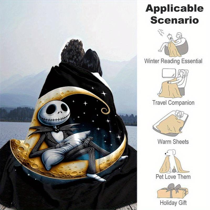 1pc The Nightmare Before Christmas Printing Blanket - Soft, All-Season Throw for Living Room, Bedroom,Personalized Gift with Adorable Cartoon Design