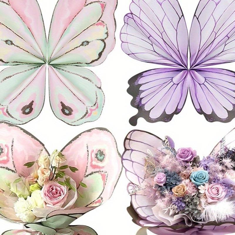 20 Stück Schmetterlings-Blumen-Geschenkpapier Premium-Verpackungsbögen für Blumensträuße für Blumengeschäft Hochzeitsfeier Dekoration Zubehör