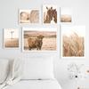 Weizen Kuh Pferd Grünland Landschaft Wand Kunst Poster und Drucke Landschaft Druck Nordic Malerei Dekorative Bild Home Dekoration