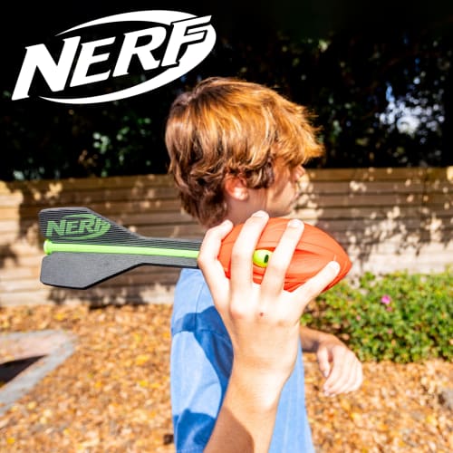 NERF Vortex Aero Howler Foam Ball Classic Long-Distance Football -- Flight-Optimizing Tail -- Hand Grip Indoor and Outdoor Fun