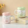 Creative Gradient Mug Flower Lid Water Cup High-value Ceramic Cup Souvenir Mother's Day Gift for Girls