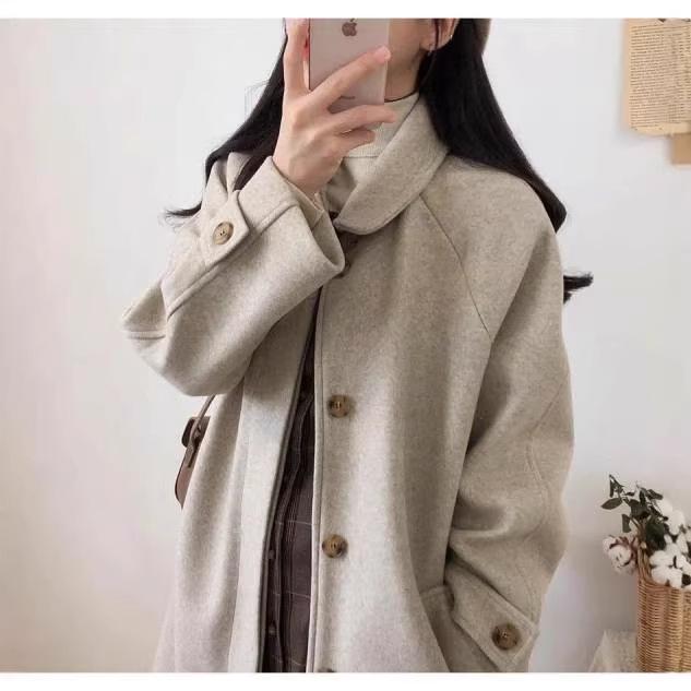 Women's Plus Size Mid-Length Wool Coat - New Korean Style for Autumn/Winter