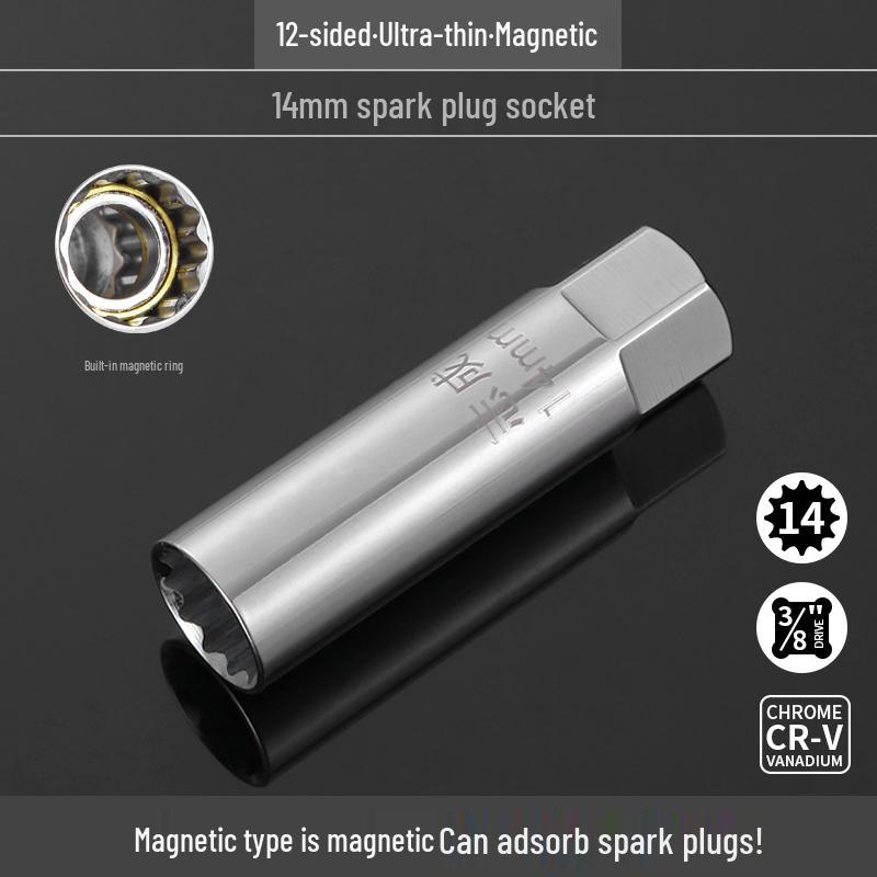 Universal Magnetic Spark Plug Socket Wrench (14/16mm) for Easy Spark Plug Removal and Installation