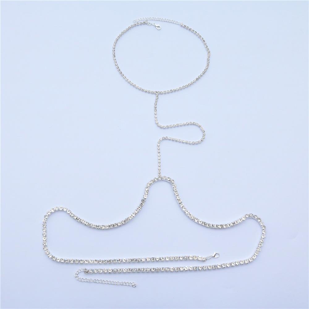 European And American Novel Splicing Curved Rhinestone Chest, Party Full Of Diamonds Sexy Body Chain Body Chain Women S Body Chain