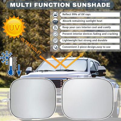 2Pcs Car Windshield Sunshade UV Protection Heat Rays Sun Blocking Foldable Universal
