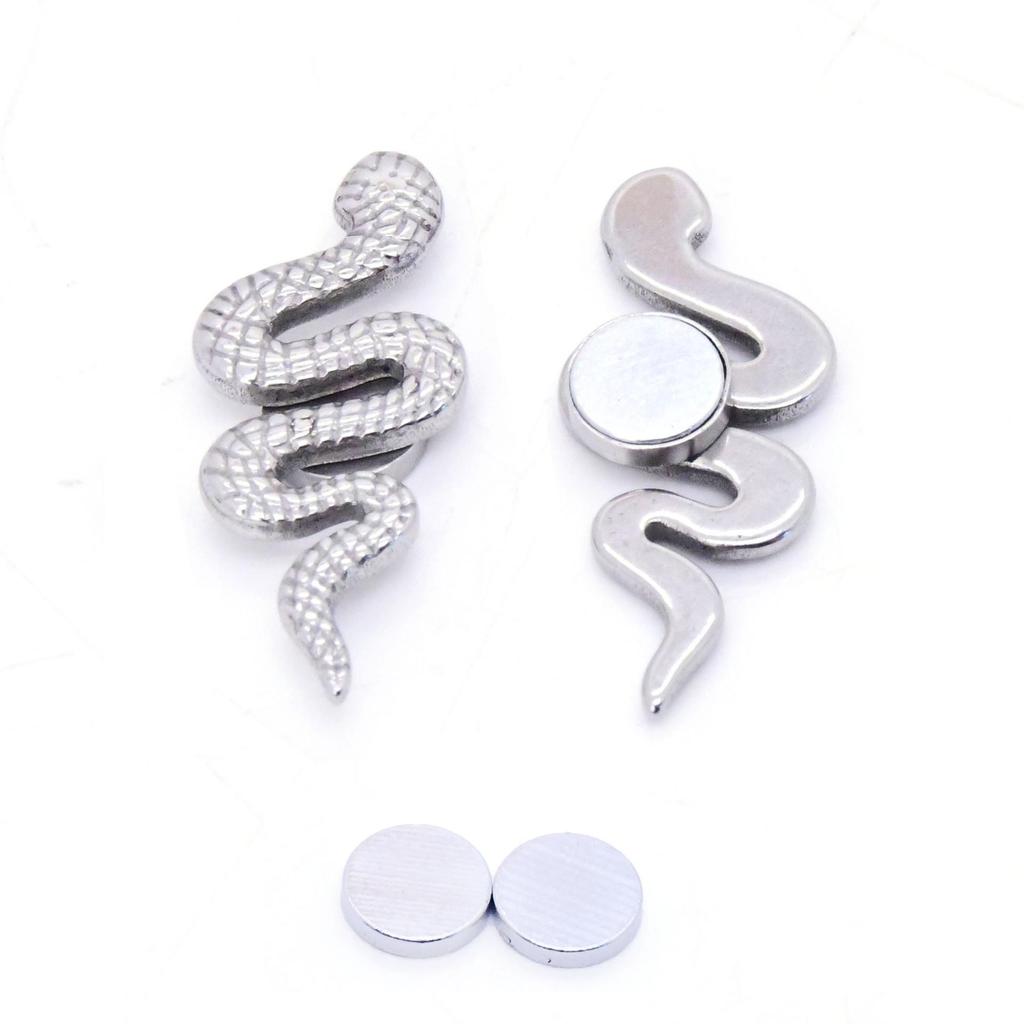 Trendy Snake-Shaped Stainless Steel Magnetic Ear Clip Earrings