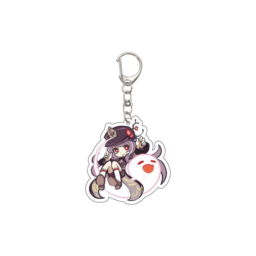 55MM Anime Genshin Impact Keychain Hu Tao Key Chain Acrylic Model Plate Christmas Gifts