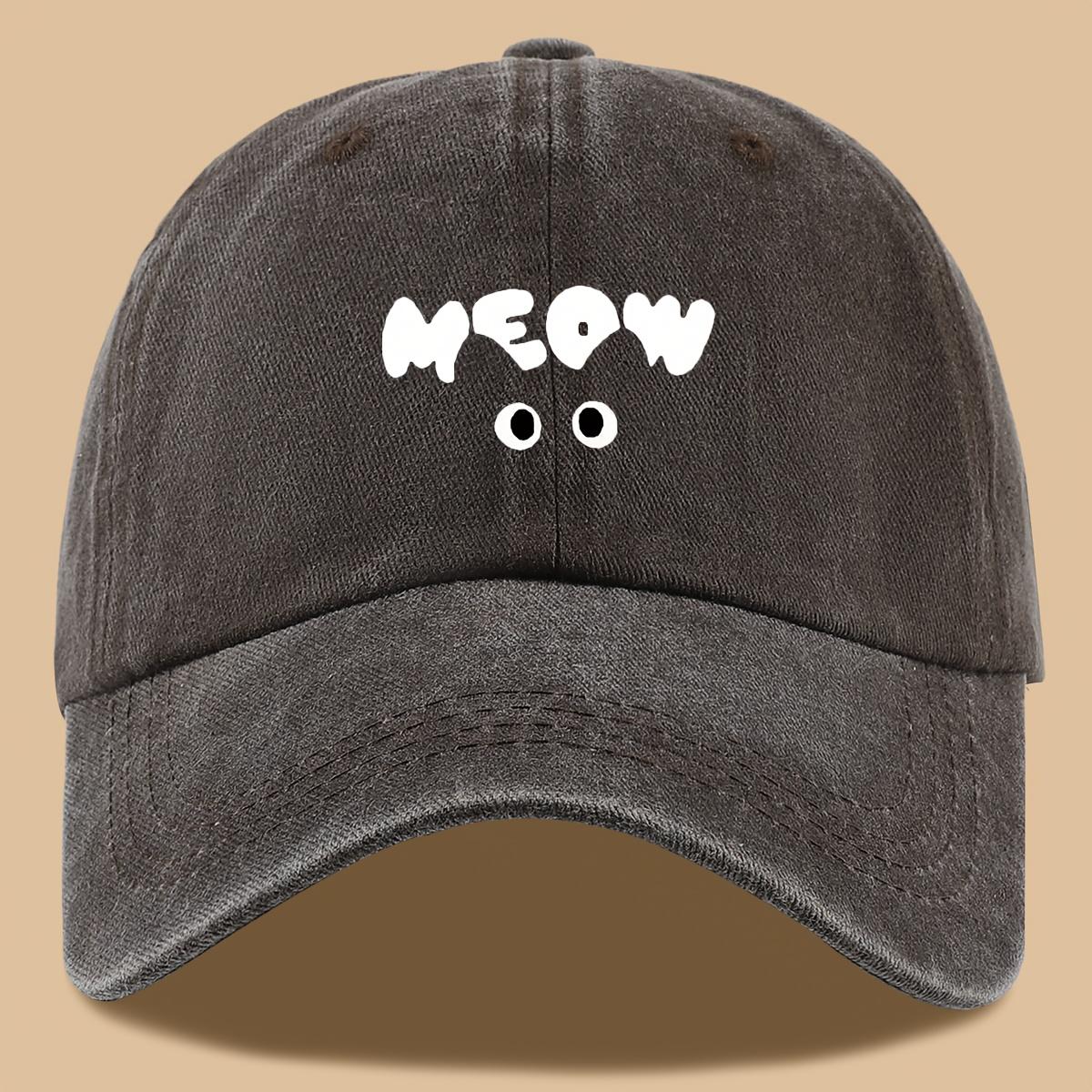 

Interesting MEOW Letter Printed Baseball Cap, Outdoor Casual Sun Hat, Breathable and Comfortable коричневый