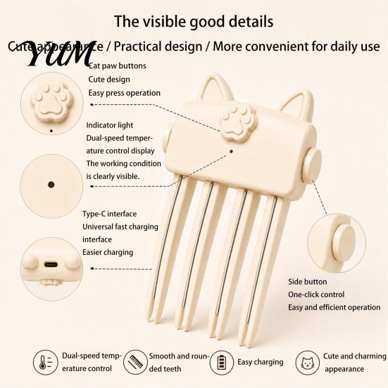 Adjustable Temperature Hair Clip Heated Volume for Fine Flat Hair, Electric Root Lifter Comb Non Damaging Fluffer with 2 Heat Settings, Volumizing